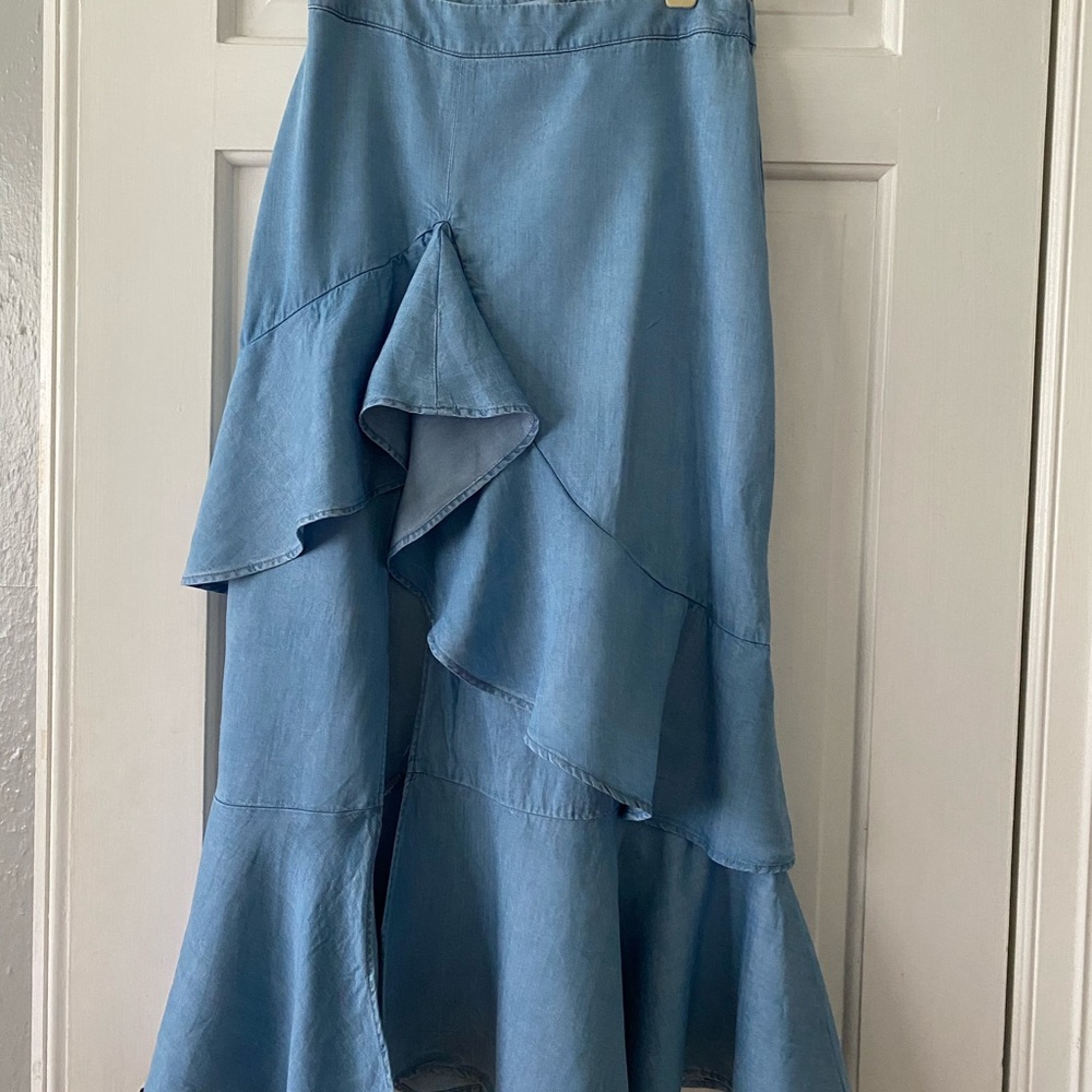 Zara Denim Ruffle Skirt, Size XS